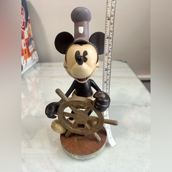 Vintage Walt Disney World Steamboat Willie Mickey Mouse Bobblehead Resin Figure
